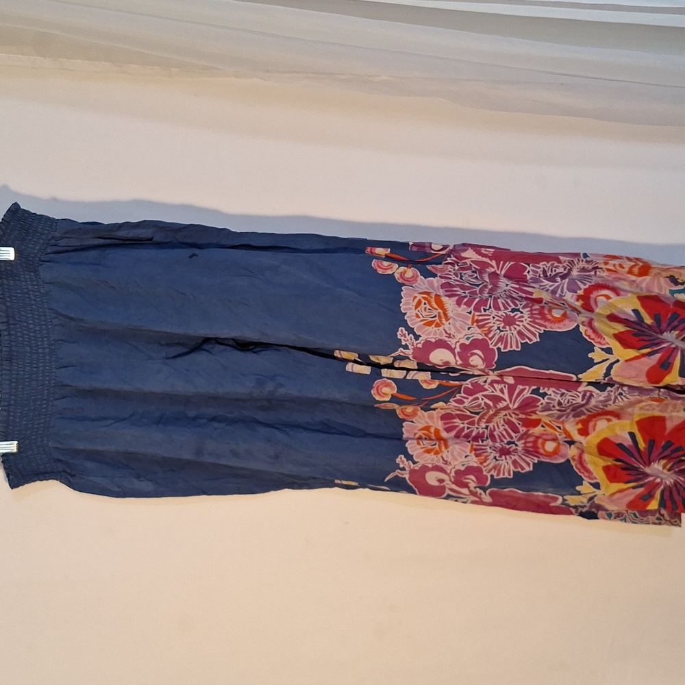 Anthropology Silk Wide Leg Pants Chic Blue Smocked Pants